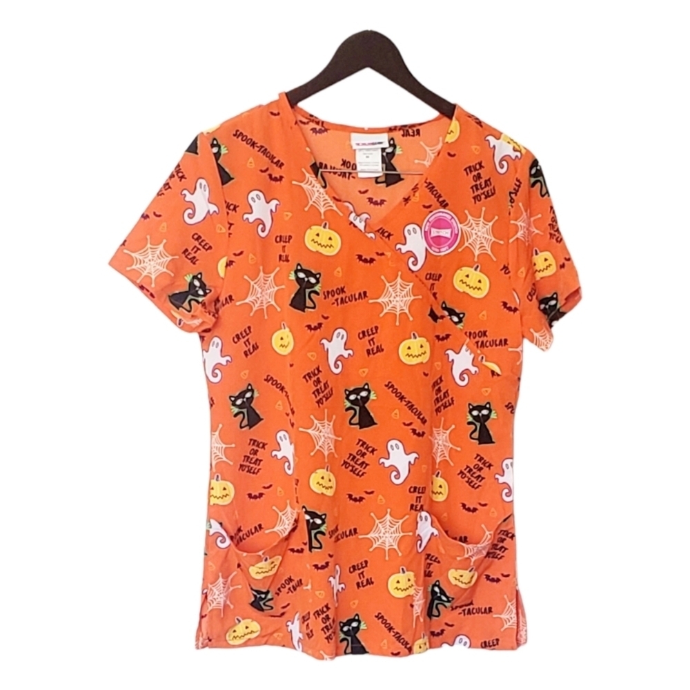 Scrub Star Halloween V Neck Scrub Top Size Medium New without Tags